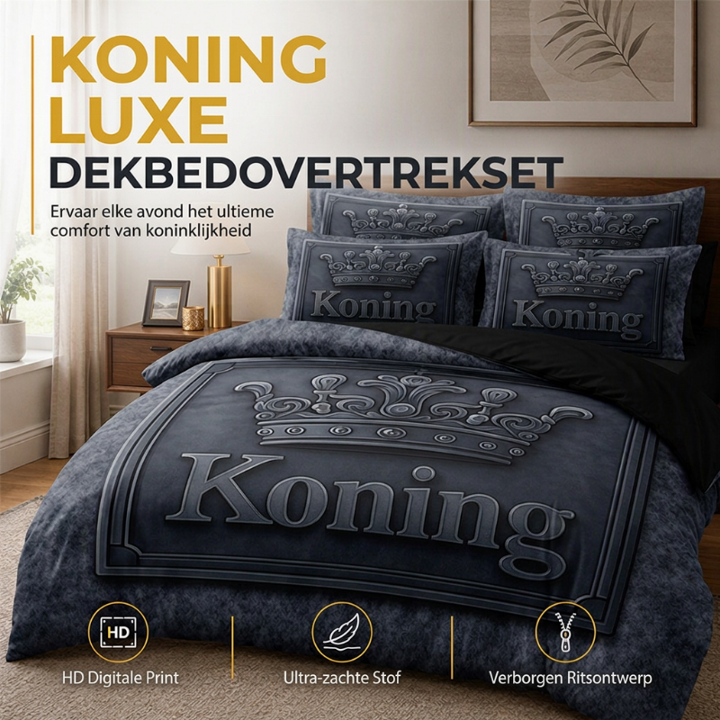 Modern King Crown 3-delige Beddengoedset