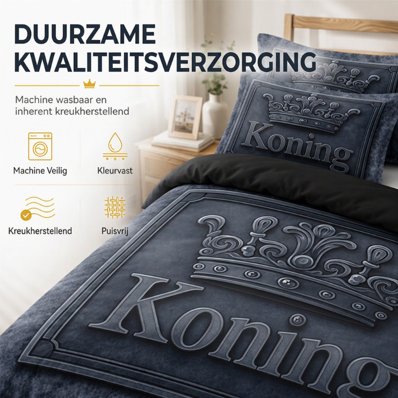 Modern King Crown 3-delige Beddengoedset