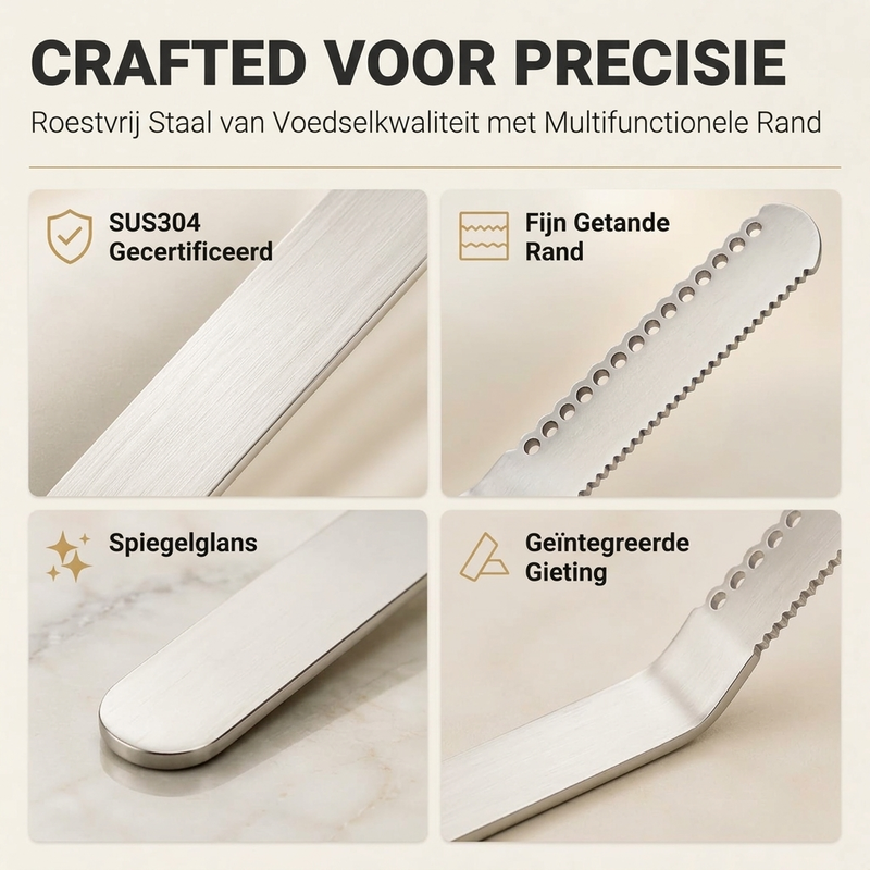 Professioneel 3-in-1 botermes en botersmeermes van 304 roestvrij staal