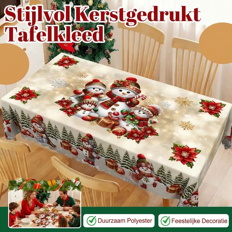 🎄 40% KORTING VOOR BEPERKTE TIJD! 🎁 Stijlvolle Tafelkleed met Kerstprint – Vlekbestendig, Kreukvrij, Makkelijk Schoon te Maken ✨