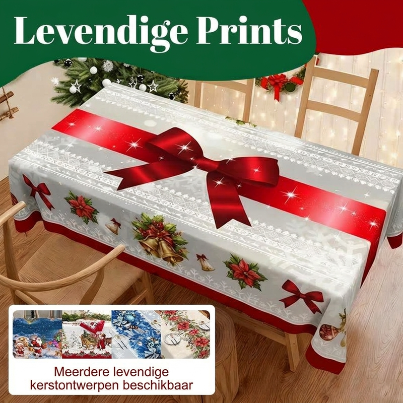 🎄 40% KORTING VOOR BEPERKTE TIJD! 🎁 Stijlvolle Tafelkleed met Kerstprint – Vlekbestendig, Kreukvrij, Makkelijk Schoon te Maken ✨