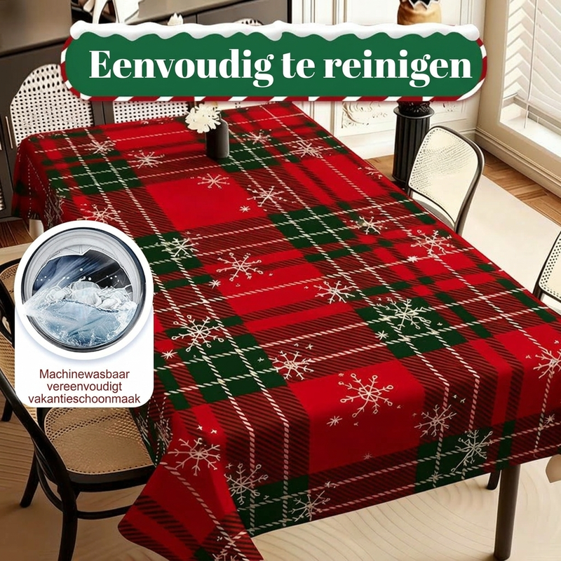 🎄 40% KORTING VOOR BEPERKTE TIJD! 🎁 Stijlvolle Tafelkleed met Kerstprint – Vlekbestendig, Kreukvrij, Makkelijk Schoon te Maken ✨