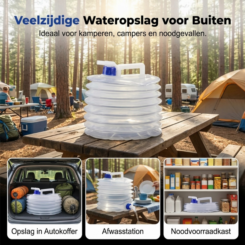 Opvouwbare watercontainer met kraan