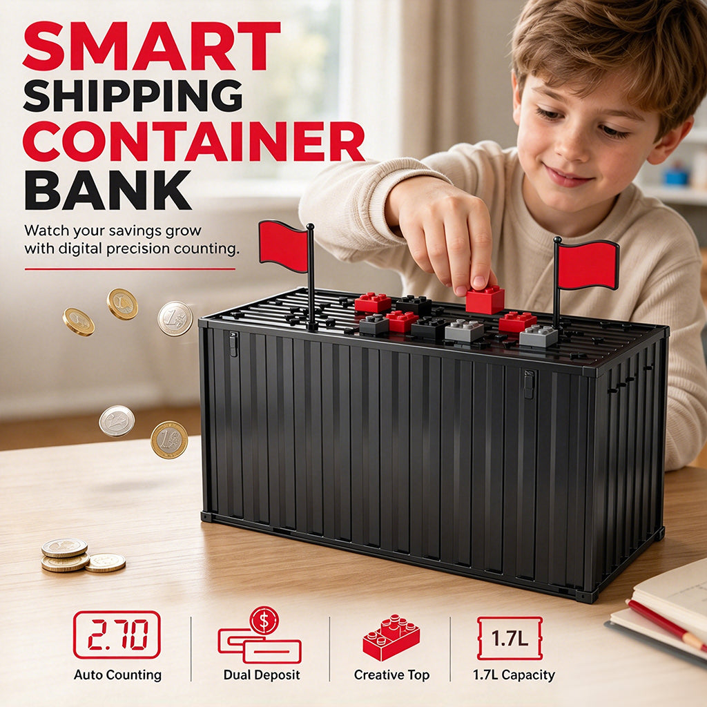 ⏳ Tijdelijk 50% Korting💥 Digitale Spaarpot in Zeecontainer-Vorm met Automatische Muntteller voor EUR, USD & GBP Munten – Elektronische Spaarpot op Batterijen
