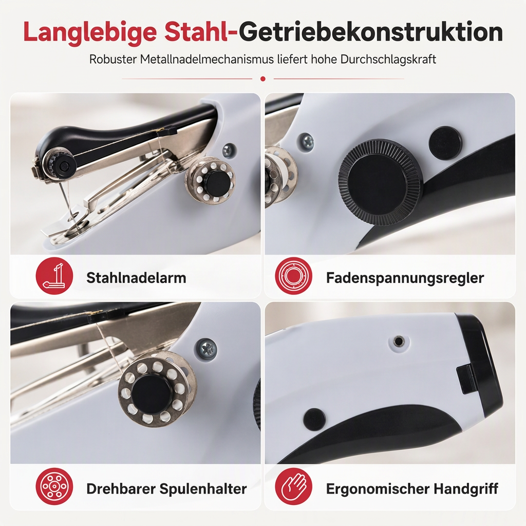 Mini elektrische handnaaimachine – draagbaar huishoudelijk naaiapparaat voor dikke stoffen