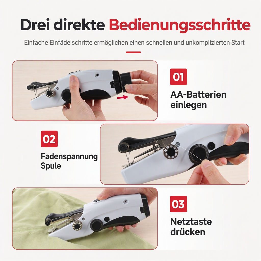 Mini elektrische handnaaimachine – draagbaar huishoudelijk naaiapparaat voor dikke stoffen