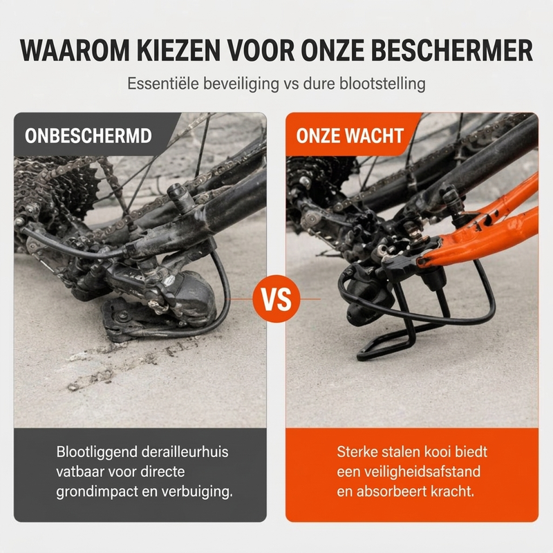 🚲 NU 50% KORTING! Achterderailleur Beschermkap – Stevige Stalen Fietsderailleur Beschermer, Schokbestendige Roestvaste Bescherming, Snel Te Installeren Universele Geschikt voor Mountainbikes