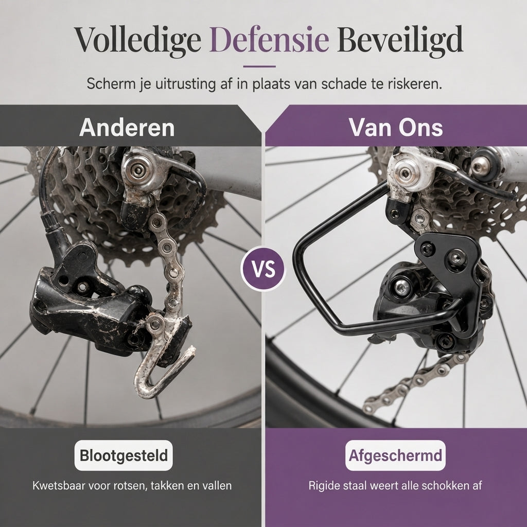 🚲 NU 50% KORTING! Achterderailleur Beschermkap – Stevige Stalen Fietsderailleur Beschermer, Schokbestendige Roestvaste Bescherming, Snel Te Installeren Universele Geschikt voor Mountainbikes