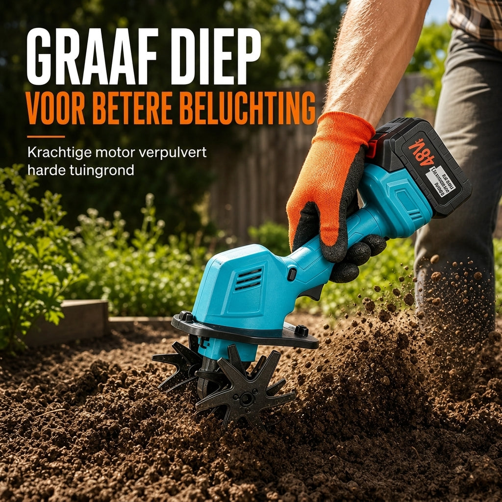 🌱 TIJDELIJKE ACTIE: 50% KORTING! ⚙️ Draadloze handheld mini-grondfrees – Lichtgewicht, krachtig en draagbaar ✨