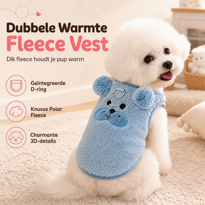 Warm vestje voor huisdieren van gevoerde fleece met cartoon borduursel, geschikt voor honden en katten