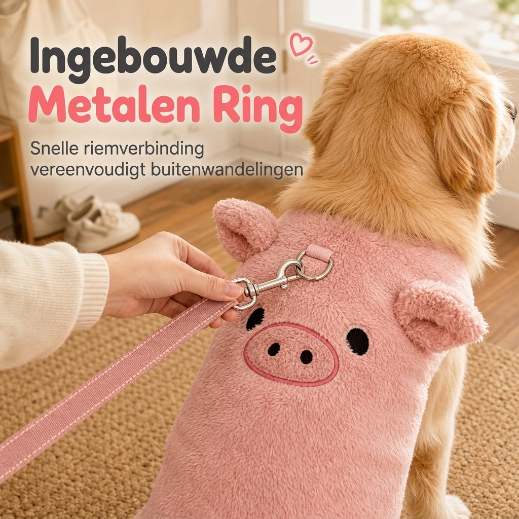 Warm vestje voor huisdieren van gevoerde fleece met cartoon borduursel, geschikt voor honden en katten