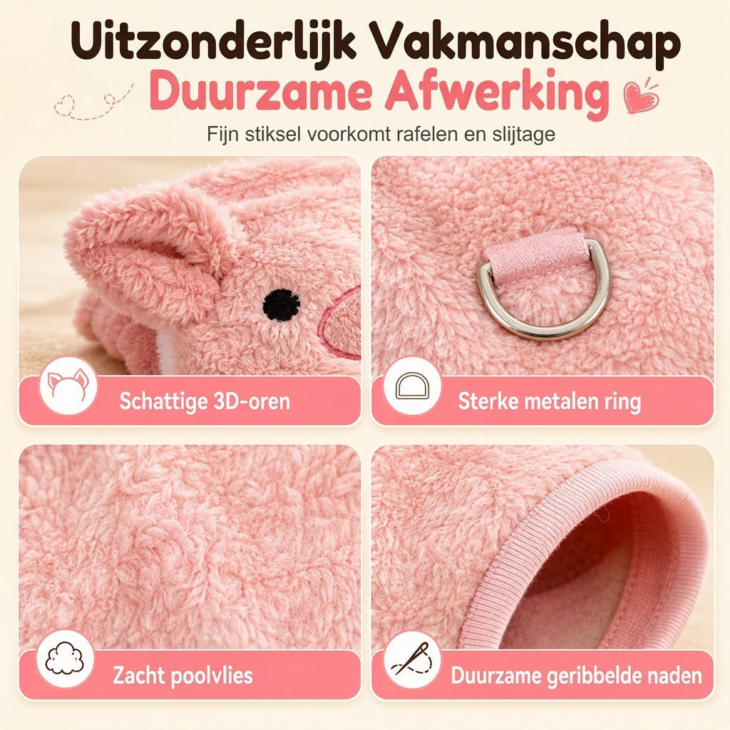 Warm vestje voor huisdieren van gevoerde fleece met cartoon borduursel, geschikt voor honden en katten