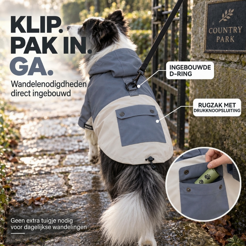 ⏳ Beperkte Tijd Speciale Aanbieding ⏰ Waterdichte Hondenregenjas met Blokkleurig Ontwerp, Buitenkleding voor Huisdieren met Vuilafstotende Beenbescherming