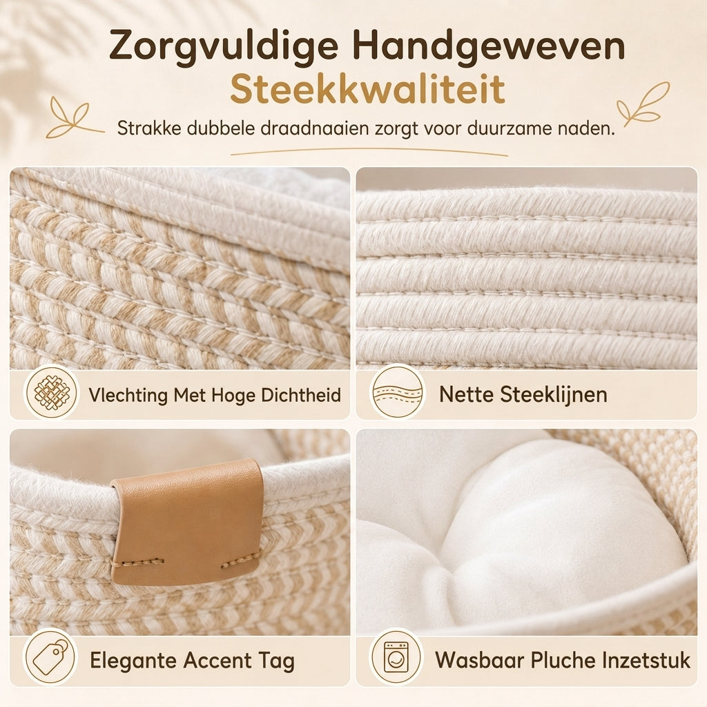 🐱 50% KORTING! ✨ Geïntegreerd Kattenbed en Krabplank – Knusse Gewoven Katoenen Wanden met Vormbehoud, Pluizig Afneembaar Kussen & Duurzaam Krasbestendig Ontwerp – Handgewoven Stiksel met Leren Accenten voor Indoor Katten 🛏️