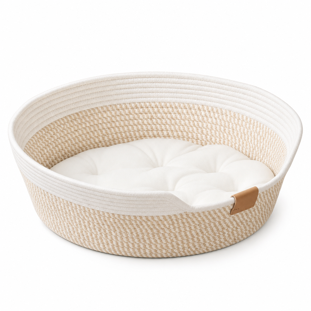 🐱 50% KORTING! ✨ Geïntegreerd Kattenbed en Krabplank – Knusse Gewoven Katoenen Wanden met Vormbehoud, Pluizig Afneembaar Kussen & Duurzaam Krasbestendig Ontwerp – Handgewoven Stiksel met Leren Accenten voor Indoor Katten 🛏️