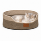 🐱 50% KORTING! ✨ Geïntegreerd Kattenbed en Krabplank – Knusse Gewoven Katoenen Wanden met Vormbehoud, Pluizig Afneembaar Kussen & Duurzaam Krasbestendig Ontwerp – Handgewoven Stiksel met Leren Accenten voor Indoor Katten 🛏️
