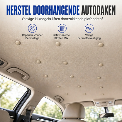 🚗50% KORTING 🔧 Reparatieset voor autodakbekleding – Ophangend dakmateriaal herstellen met drukknopen en klinknagels