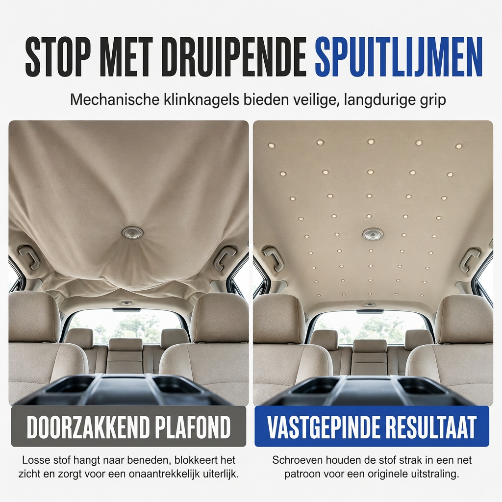 🚗50% KORTING 🔧 Reparatieset voor autodakbekleding – Ophangend dakmateriaal herstellen met drukknopen en klinknagels