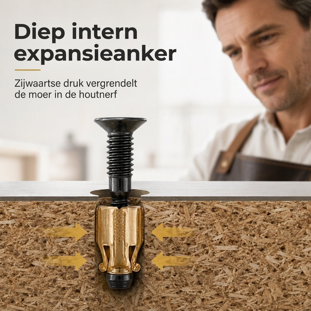 🔩 Vooraf ingebedde expansiemoer en boutschroefset voor scharnierbasis van kastdeur, geschikt voor meubelhardware