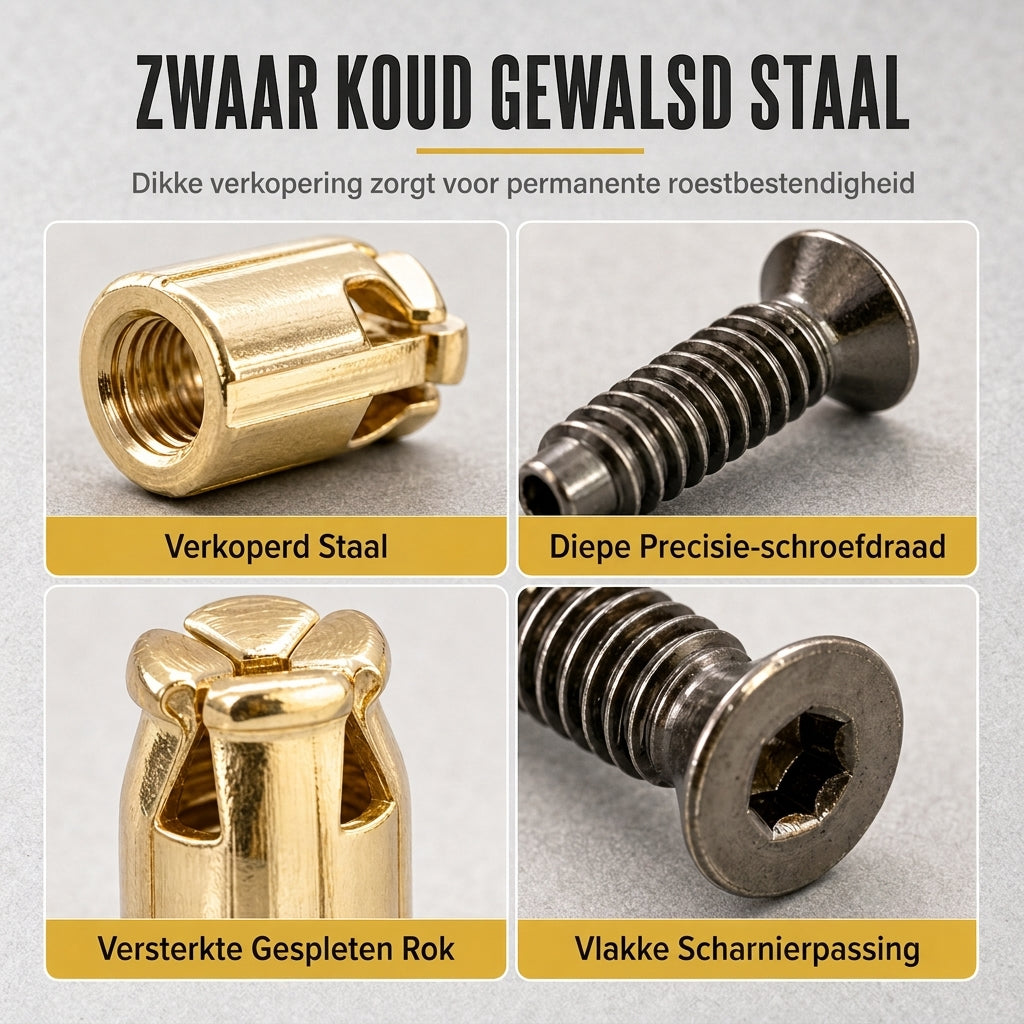🔩 Vooraf ingebedde expansiemoer en boutschroefset voor scharnierbasis van kastdeur, geschikt voor meubelhardware
