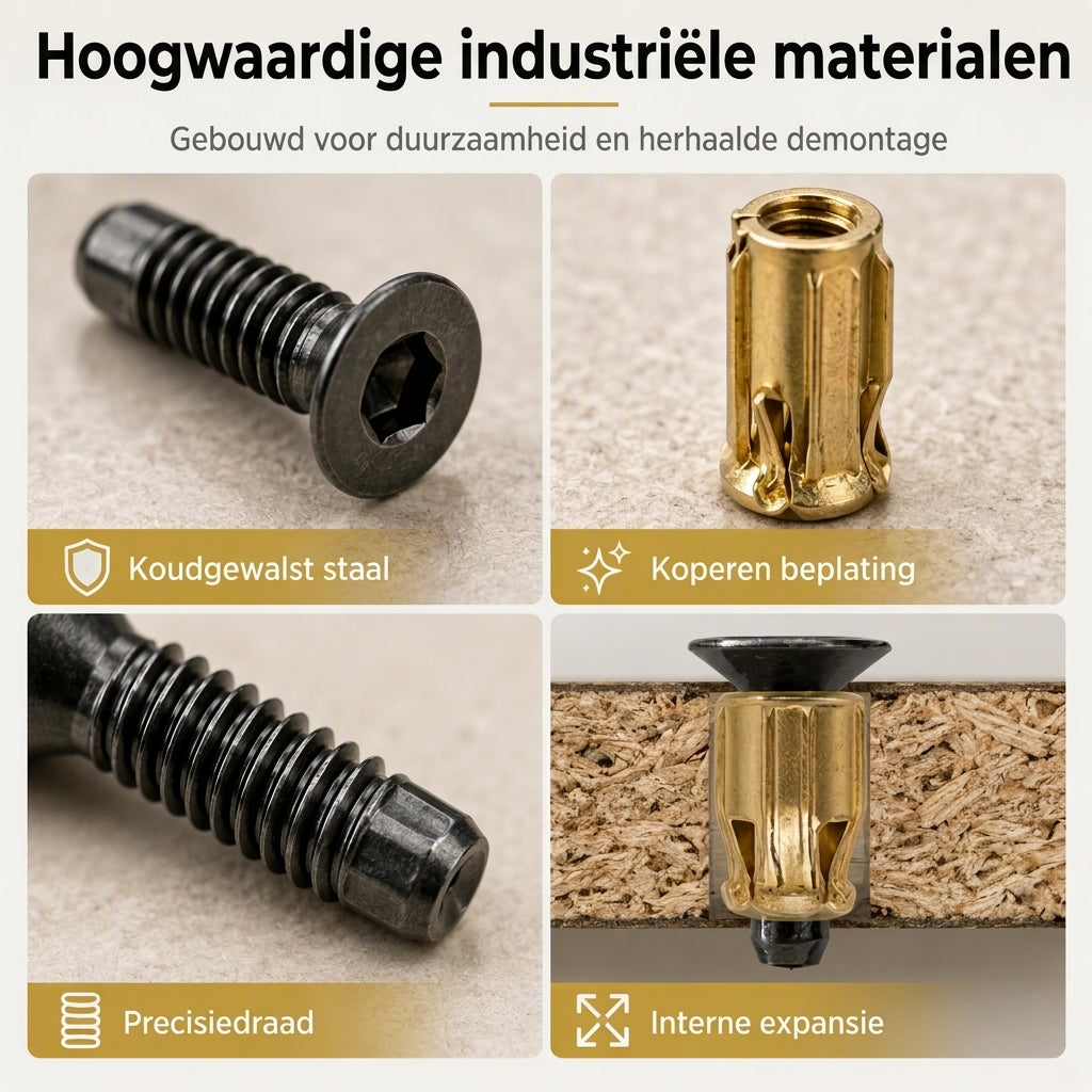 🔩 Vooraf ingebedde expansiemoer en boutschroefset voor scharnierbasis van kastdeur, geschikt voor meubelhardware