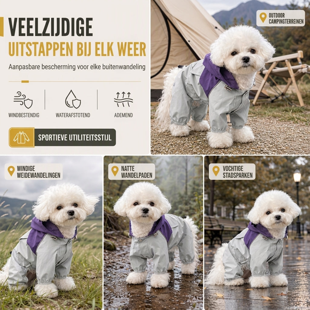 🐕 Waterafstotende hondenregenjas met volledige dekking