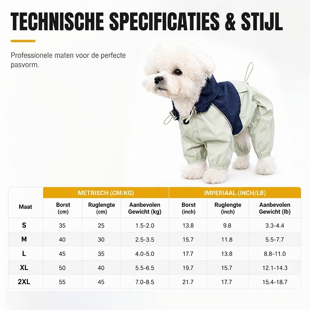 🐕 Waterafstotende hondenregenjas met volledige dekking