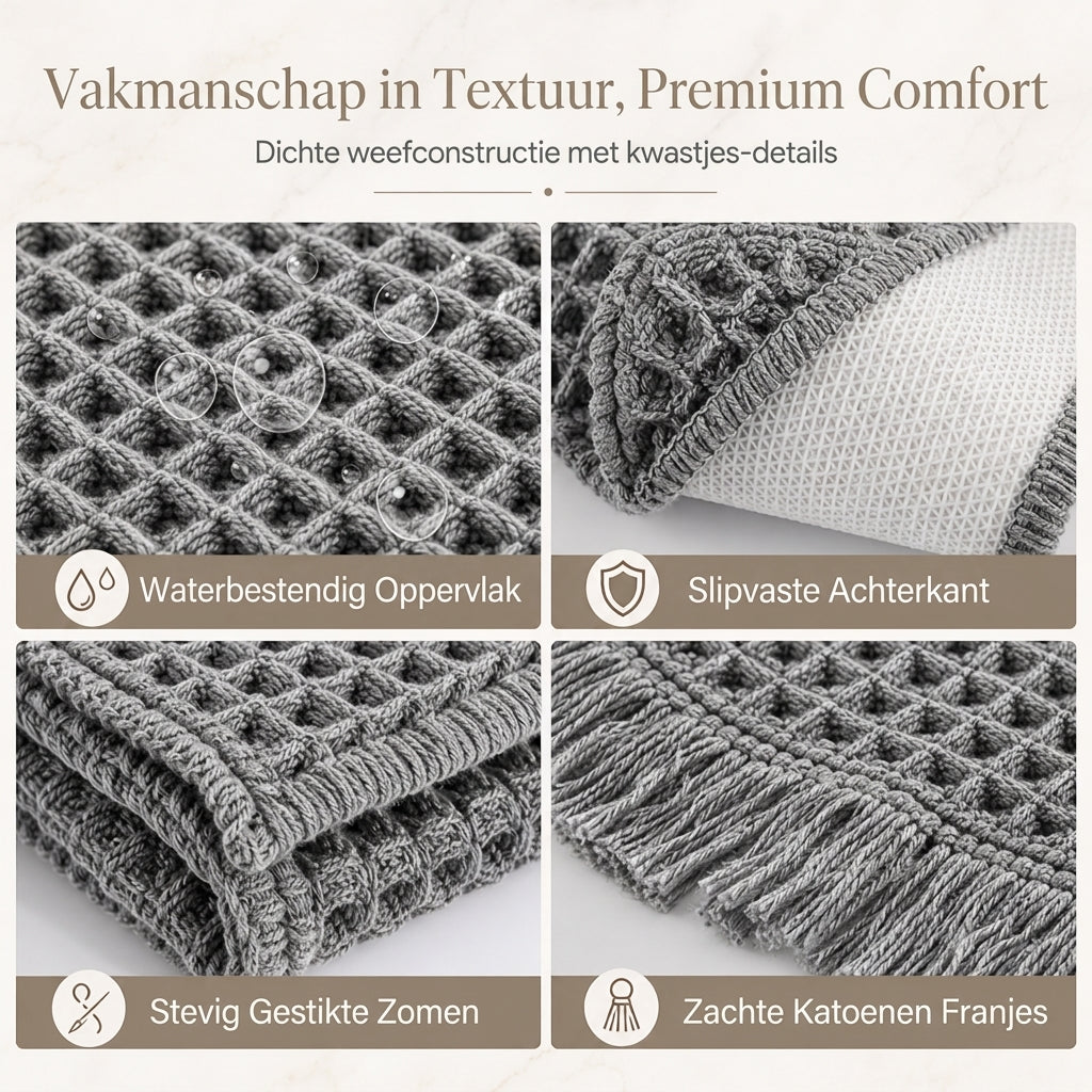 Antislip, waterabsorberende badmat met wafelstructuur, effen deurmat voor in de hal