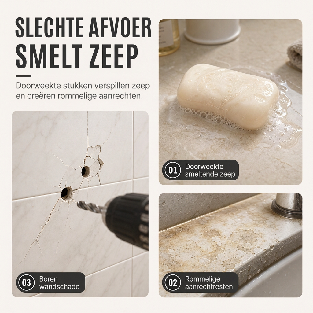 🧼 Zeephouder met vacuümzuiging: V-vormige afwatering, roestvrij aluminium, geen boren, draaislot