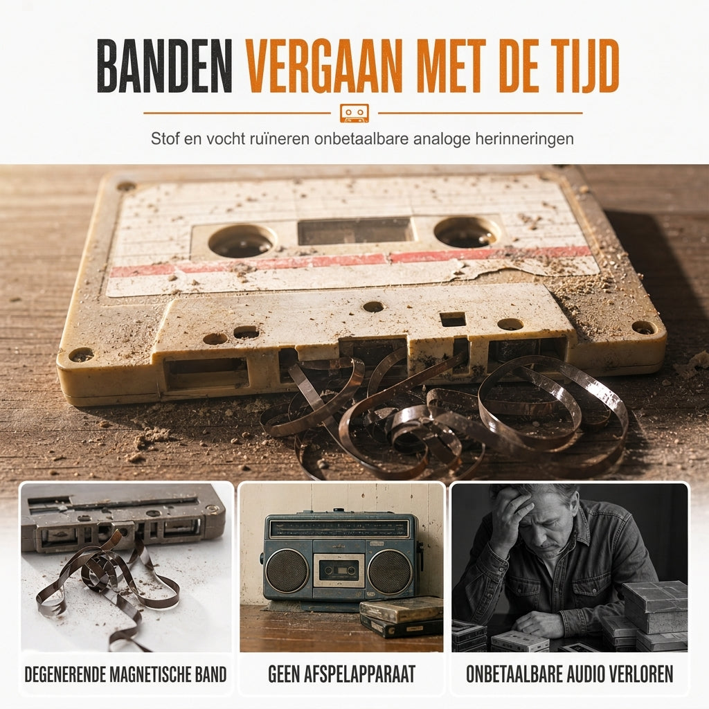 🎵 Transparante Cassettespeler – Tape naar MP3 Converter, Type-C & Hi-Fi Stereo