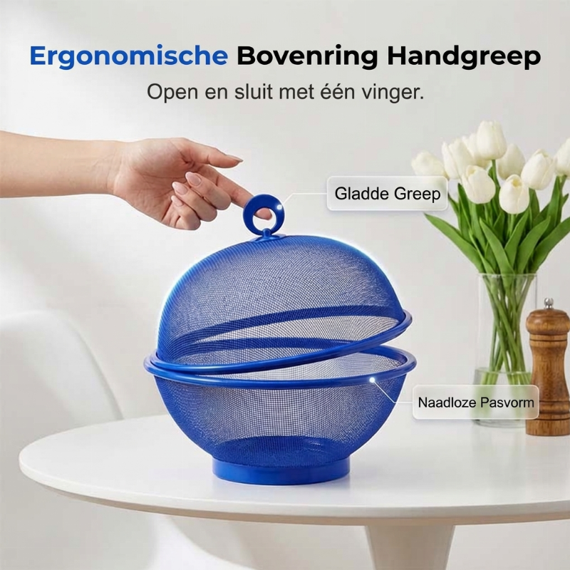 ⏳ Tijdelijke aanbieding ⏰ Fruitmand met deksel – Ademend, afwaterbaar, insectwerend 🍇