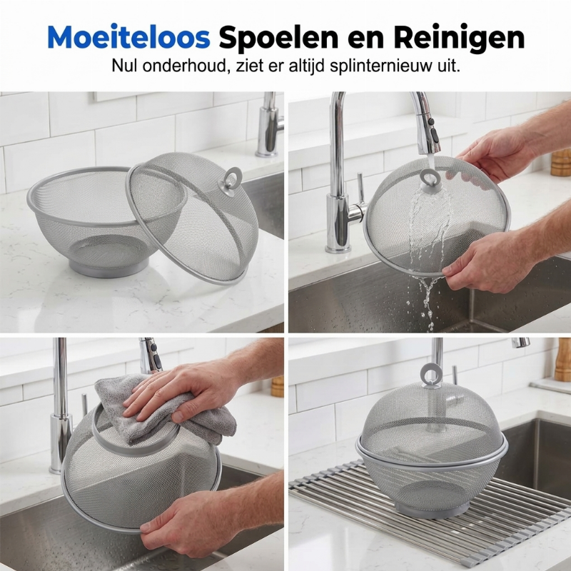 ⏳ Tijdelijke aanbieding ⏰ Fruitmand met deksel – Ademend, afwaterbaar, insectwerend 🍇