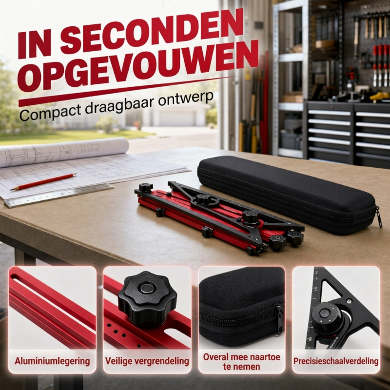 📐 BEPERKTE TIJDELIJKE KORTING: 50%! ⚙️ Multifunctionele Houtbewerkings Markeergereedschapsset – Massief Aluminium, Hoge Precisie, Draagbaar ✨