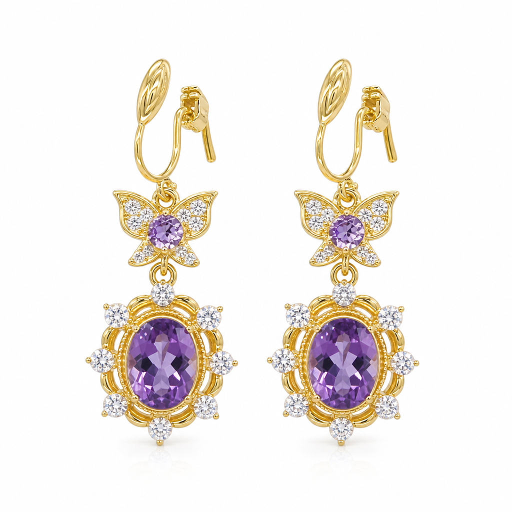 ⏳🔥 50% KORTING! 💜 Lavendelpaarse Zirkoon Vlinder Sieradenset – Verstelbare Ring & Oorbellen ✨
