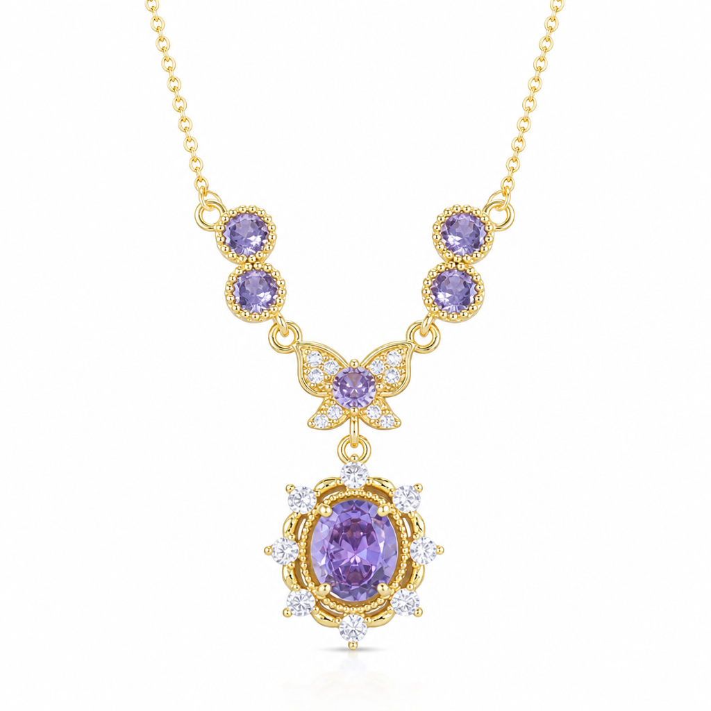 ⏳🔥 50% KORTING! 💜 Lavendelpaarse Zirkoon Vlinder Sieradenset – Verstelbare Ring & Oorbellen ✨