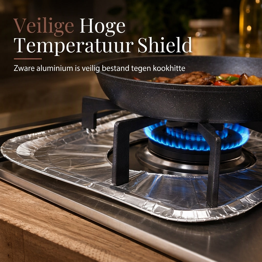 🍳 BEPERKTE TIJD 50% KORTING! 🔥 10‑Pack Zware Folie Gasfornuis Branders BODEN – Diepe Put Voorkomt Spill & Kookplaat Bescherming 🛡️