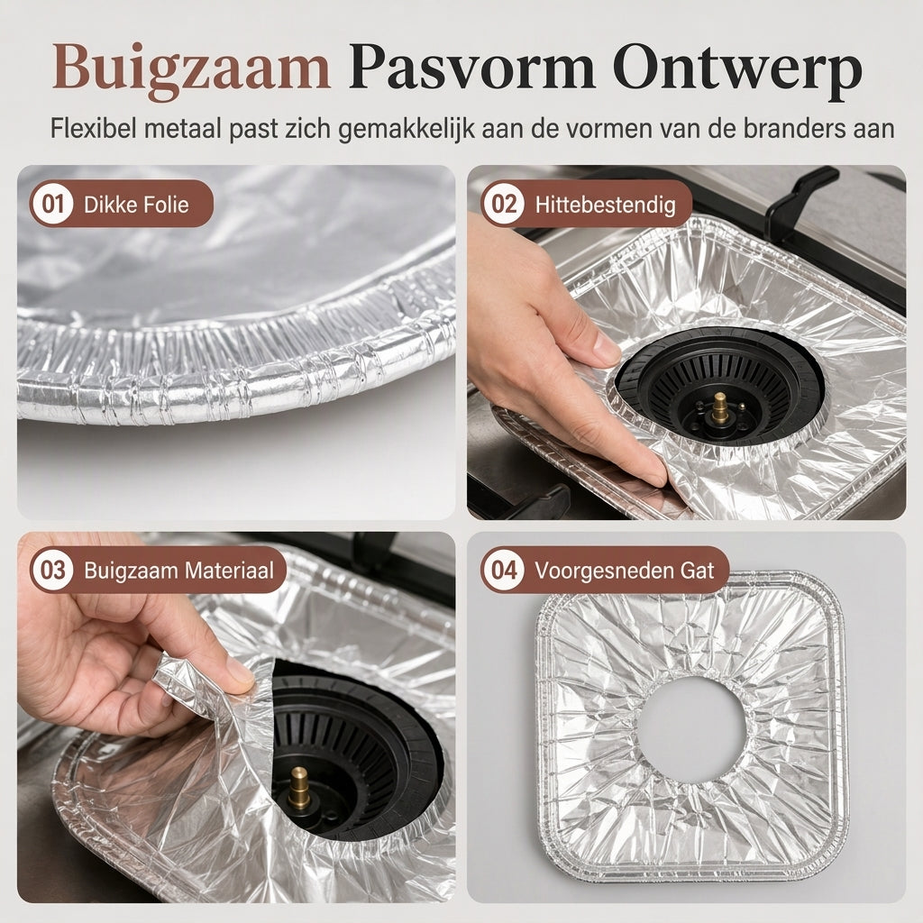 🍳 BEPERKTE TIJD 50% KORTING! 🔥 10‑Pack Zware Folie Gasfornuis Branders BODEN – Diepe Put Voorkomt Spill & Kookplaat Bescherming 🛡️