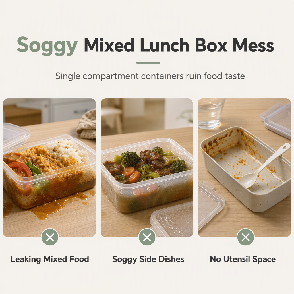 3-laagse bento-lunchbox met bestekset