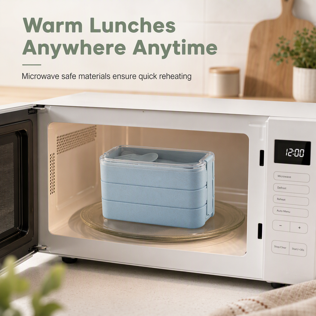3-laagse bento-lunchbox met bestekset