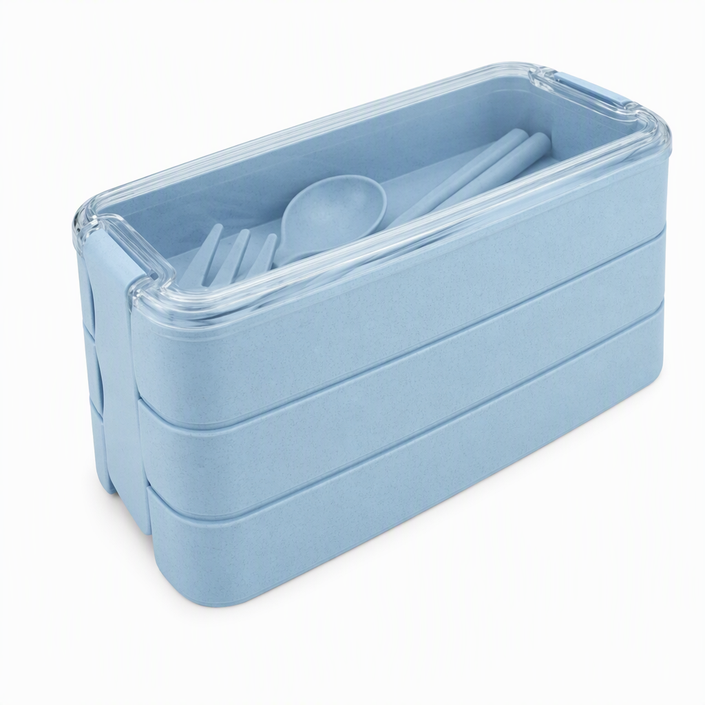 3-laagse bento-lunchbox met bestekset