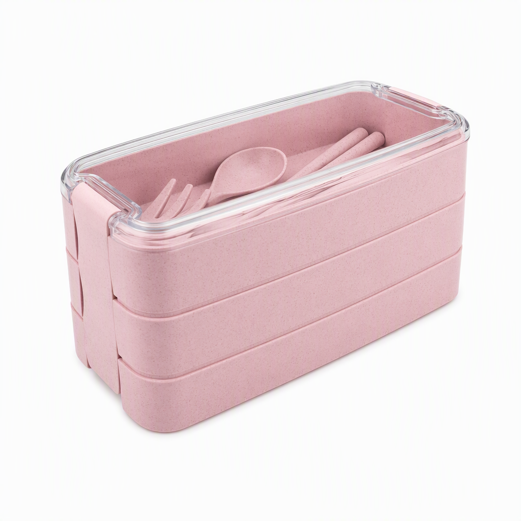3-laagse bento-lunchbox met bestekset