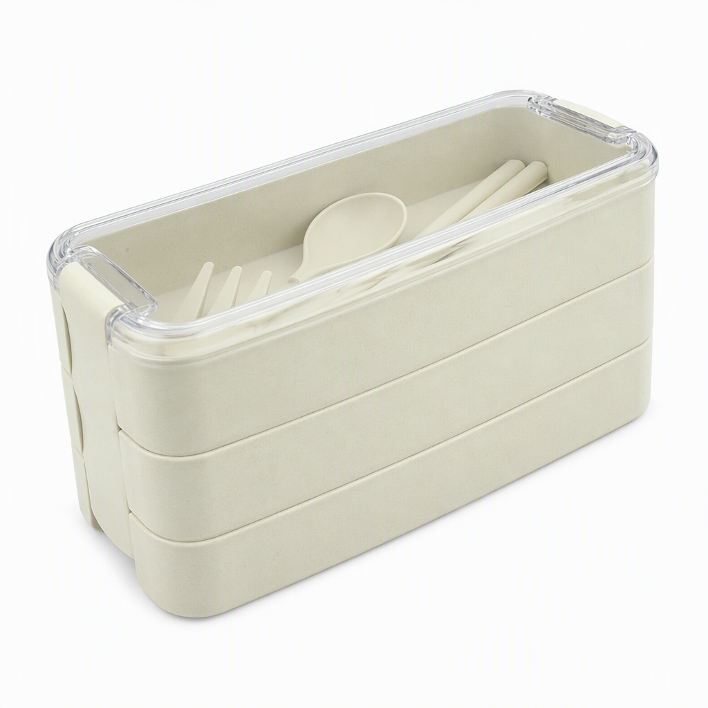 3-laagse bento-lunchbox met bestekset