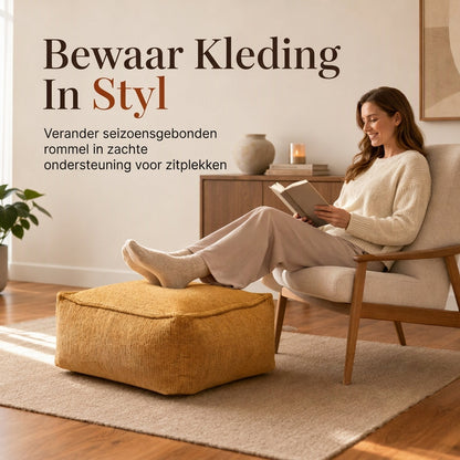 ⏳ Tijdelijke speciale aanbieding ⏰ Opbergkrukhoes: te vullen met kleding, draagvermogen 100 kg, brede rits, wasbaar, 45x45x23 cm