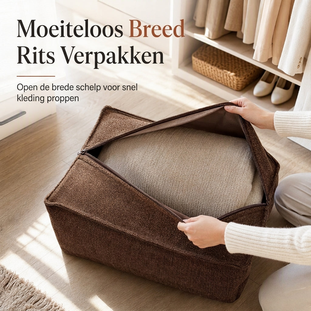 ⏳ Tijdelijke speciale aanbieding ⏰ Opbergkrukhoes: te vullen met kleding, draagvermogen 100 kg, brede rits, wasbaar, 45x45x23 cm