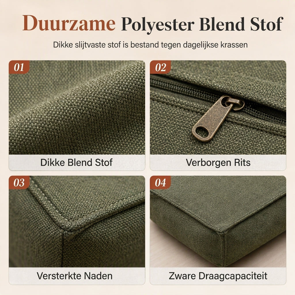 ⏳ Tijdelijke speciale aanbieding ⏰ Opbergkrukhoes: te vullen met kleding, draagvermogen 100 kg, brede rits, wasbaar, 45x45x23 cm