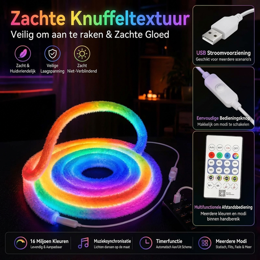 ⏳ Beperkte tijd: 50% korting 💥 Neonstrip van kunstbont – 360° volledige gloed ✨
