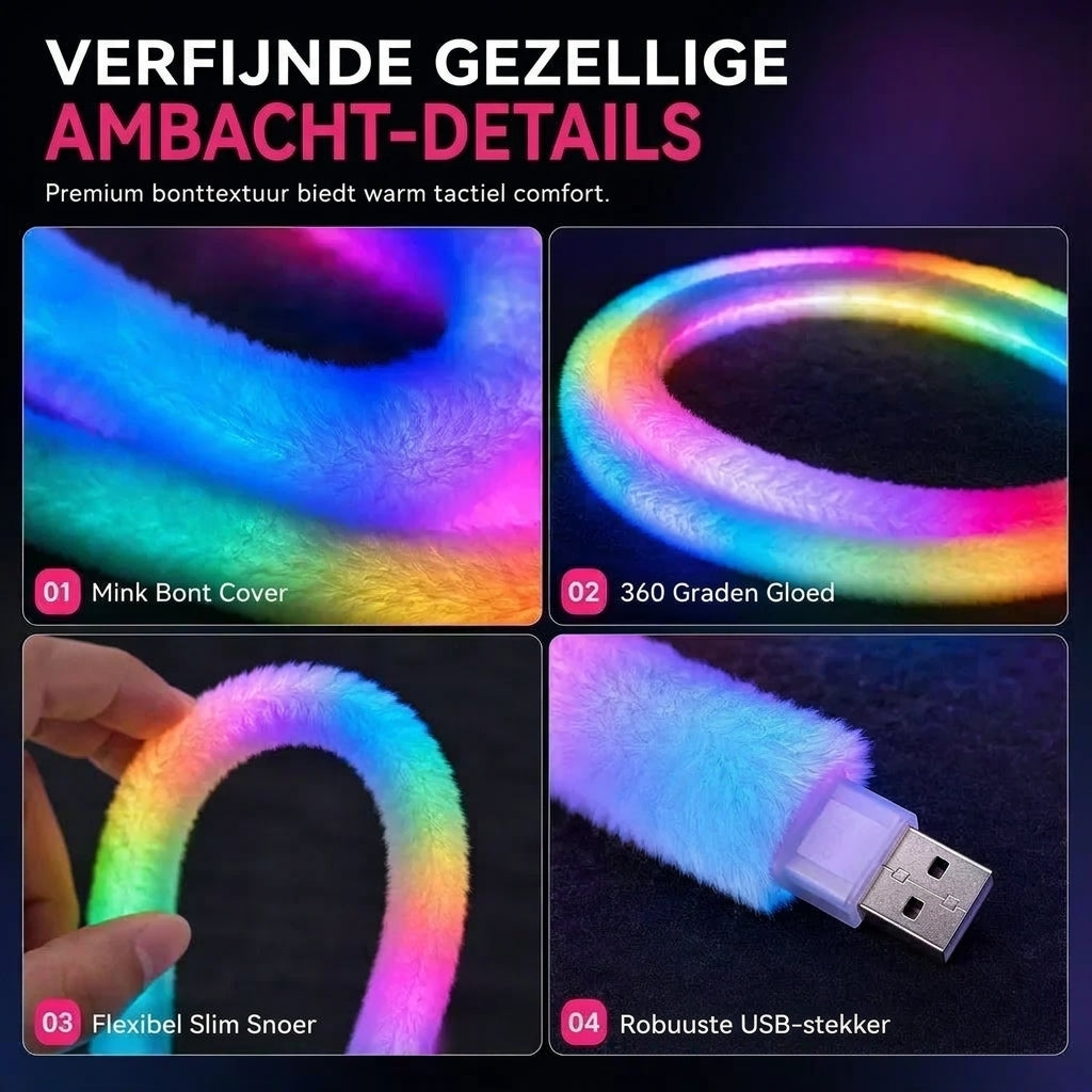 ⏳ Beperkte tijd: 50% korting 💥 Neonstrip van kunstbont – 360° volledige gloed ✨