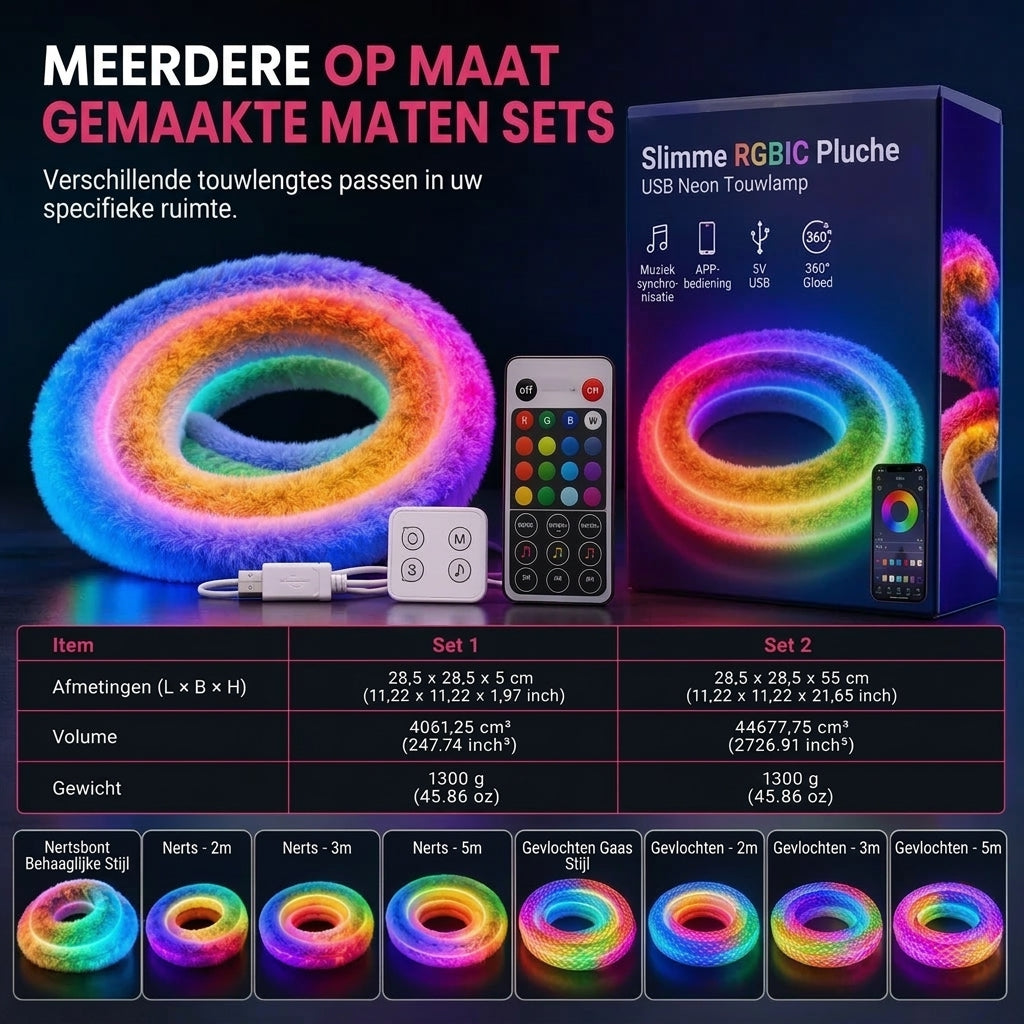 ⏳ Beperkte tijd: 50% korting 💥 Neonstrip van kunstbont – 360° volledige gloed ✨