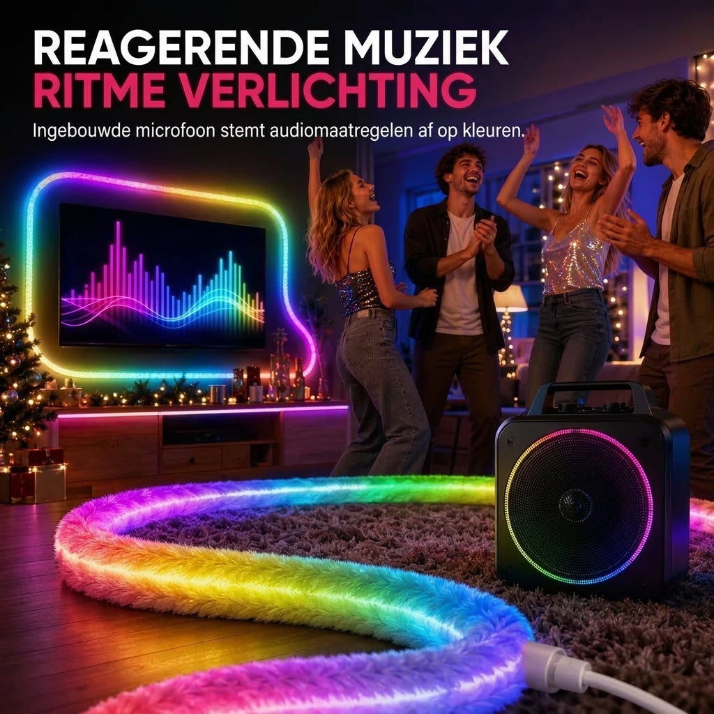 ⏳ Beperkte tijd: 50% korting 💥 Neonstrip van kunstbont – 360° volledige gloed ✨