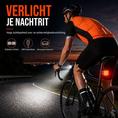 Helder fietslamp met voorlamp en achterlicht voor veiligheidswaarschuwing bij nachtelijk mountainbiken en fietsaccessoires